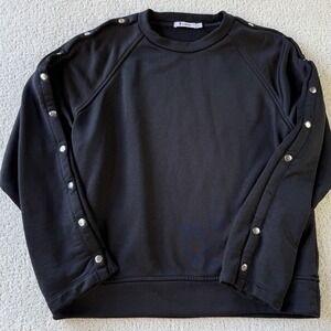 T Alexander Wang Snap Sleeve Sweatshirt Women's XS Black Long Sleeve $250